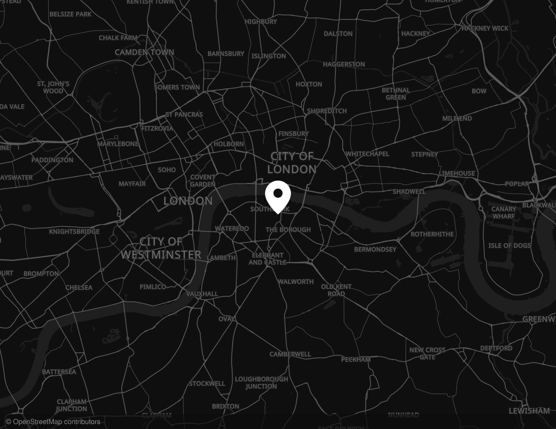 Street map centred on London SE1 0HS, with a pin marking the SPANDY office.